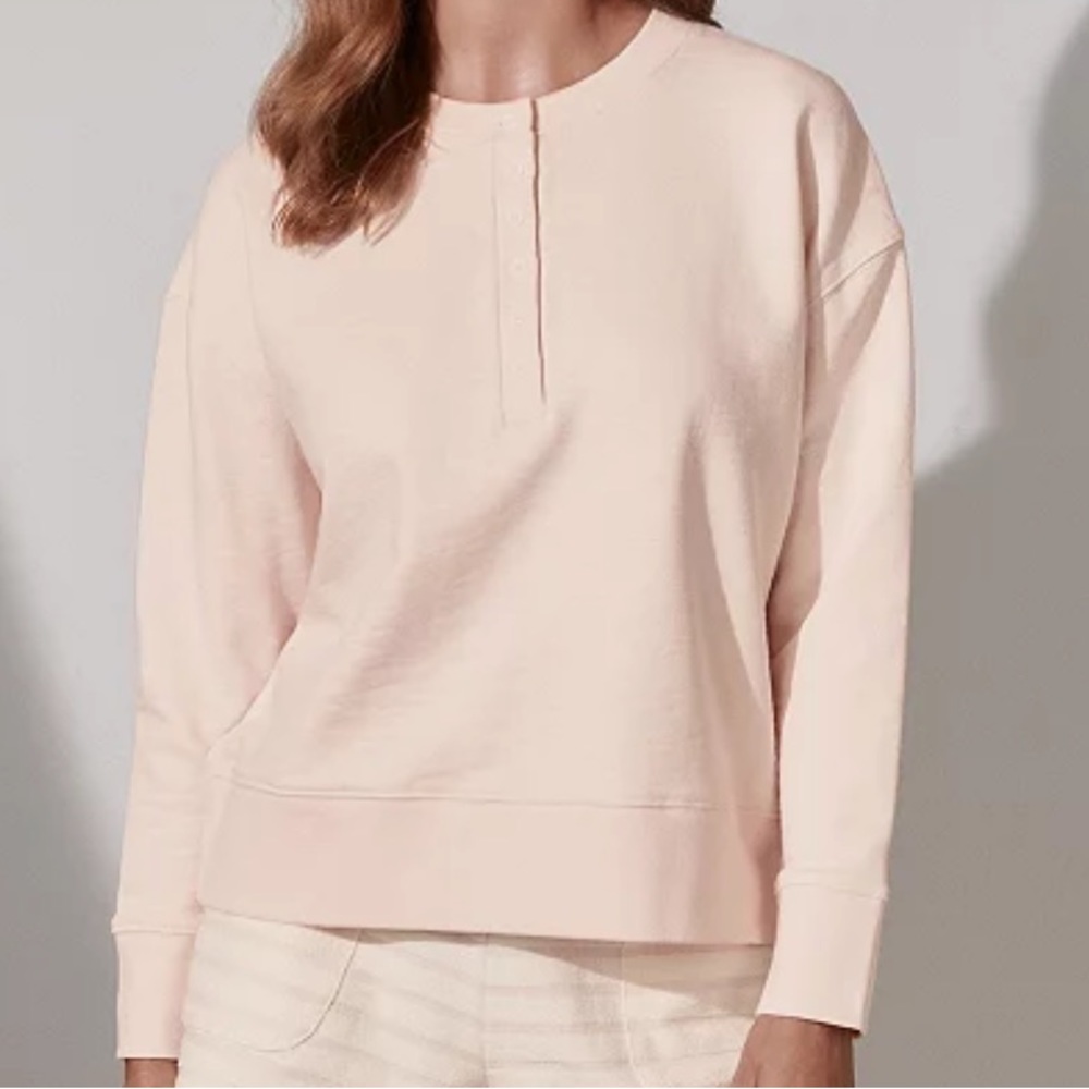 COPY - NWT The White Company Organic-Cotton Slub Button-Placket Sweatshirt XL